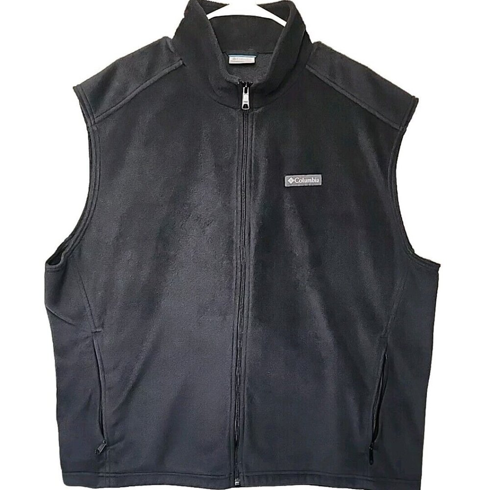 Columbia Fleece Vest Black Full Zip Casual ,Golf , Outdoor Men's 2XL